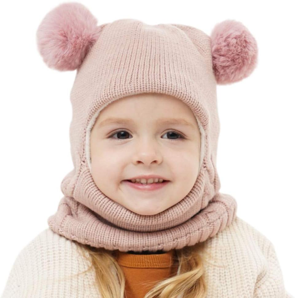 ZWA Baby Girls Boys Winter Hat Scarf Earflap Hood Scarves Toddler Kids