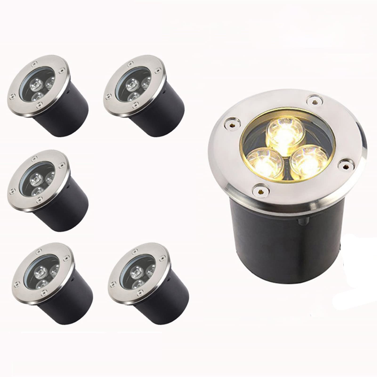 Oświetlenie krajobrazowe 3W przewodowe, 6 szt. lamp do kostki brukowej, 12 V/24 V IP67 wodoodporne do ogrodu, podjazdu, tarasu
