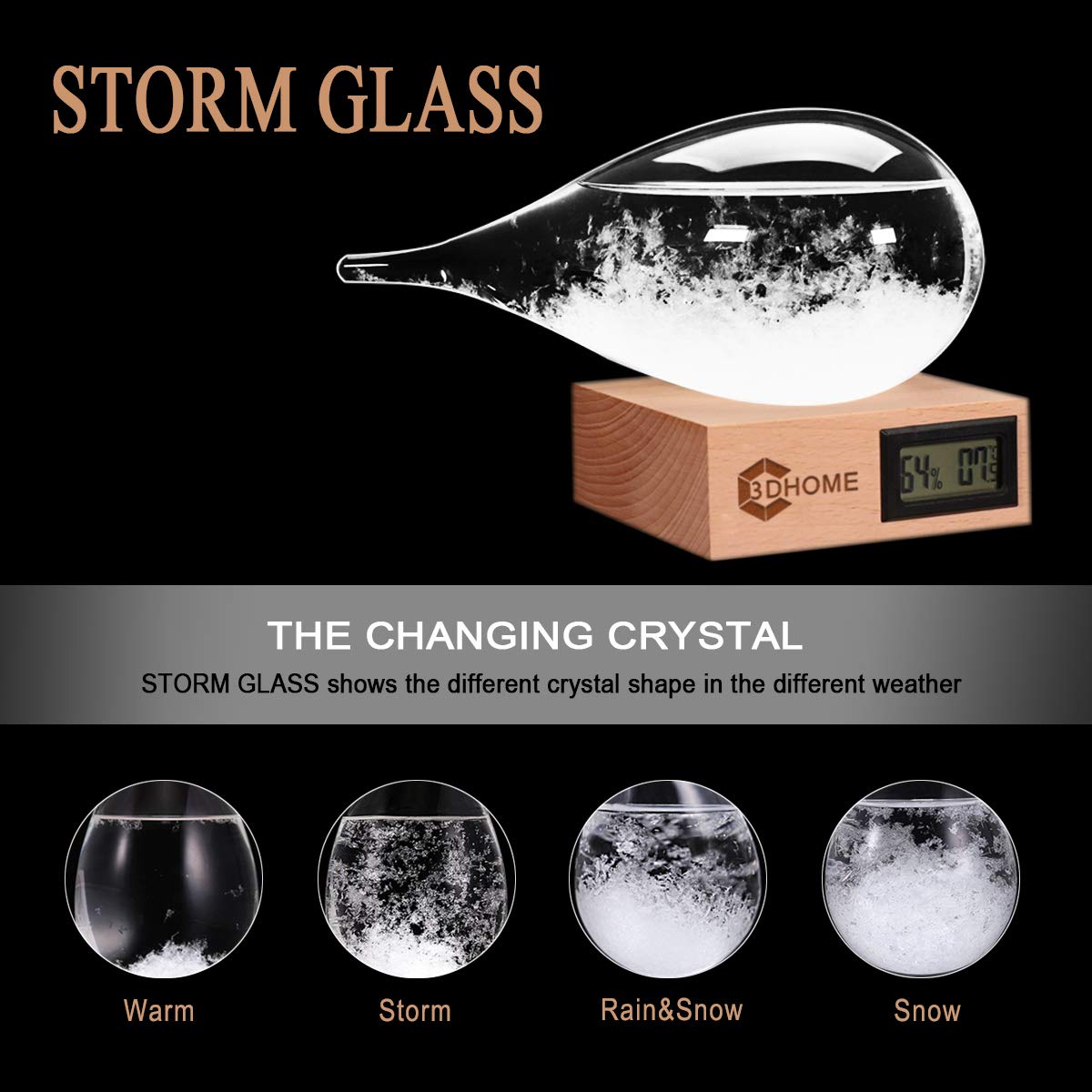 Storm Glass Water Drop Shaped Crystal Ball, Christmas Decoration Storm Glass Weather Forecaster Weather Station - Image 2