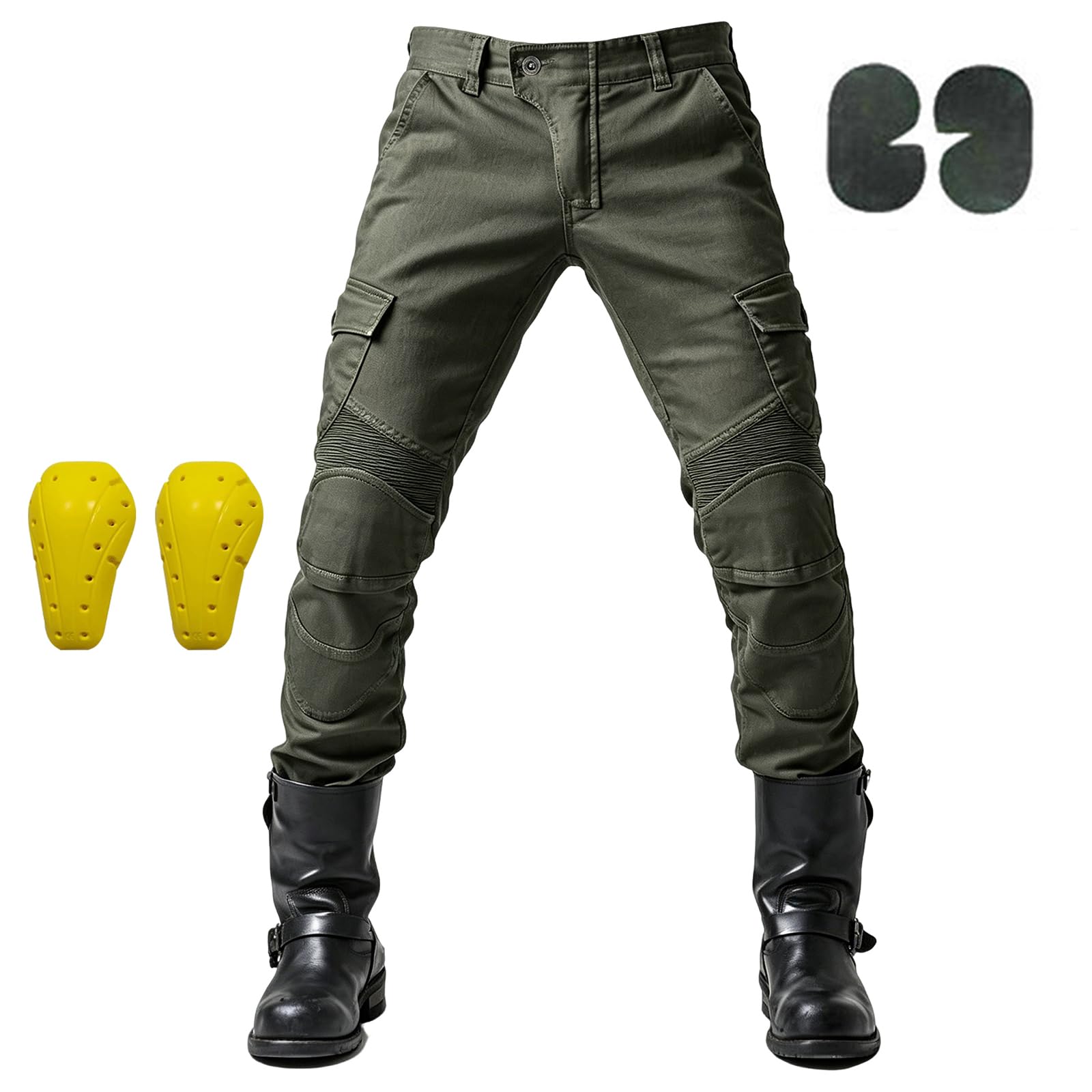 Pantaloni da Moto per Uomo con Protezioni, Jeans per Motociclismo, Moto Biker, Denim Elasticizzato Resistente per Avventure E Tutte Le Stagioni