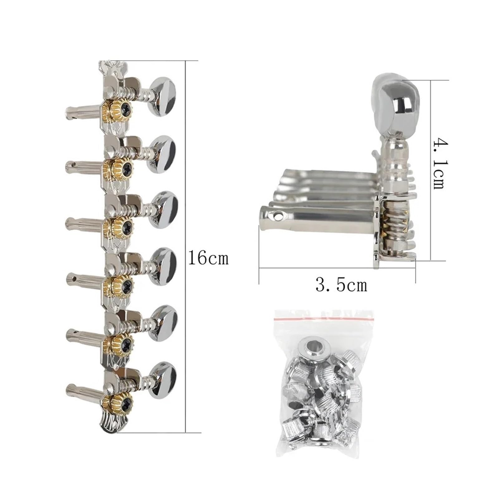 6L6R Stimmwirbel for Akustikgitarre, Stimmwirbel, Schlüssel, 12 Saiten, Maschinenkopf, Metall-Stimmknopf, Zubehör