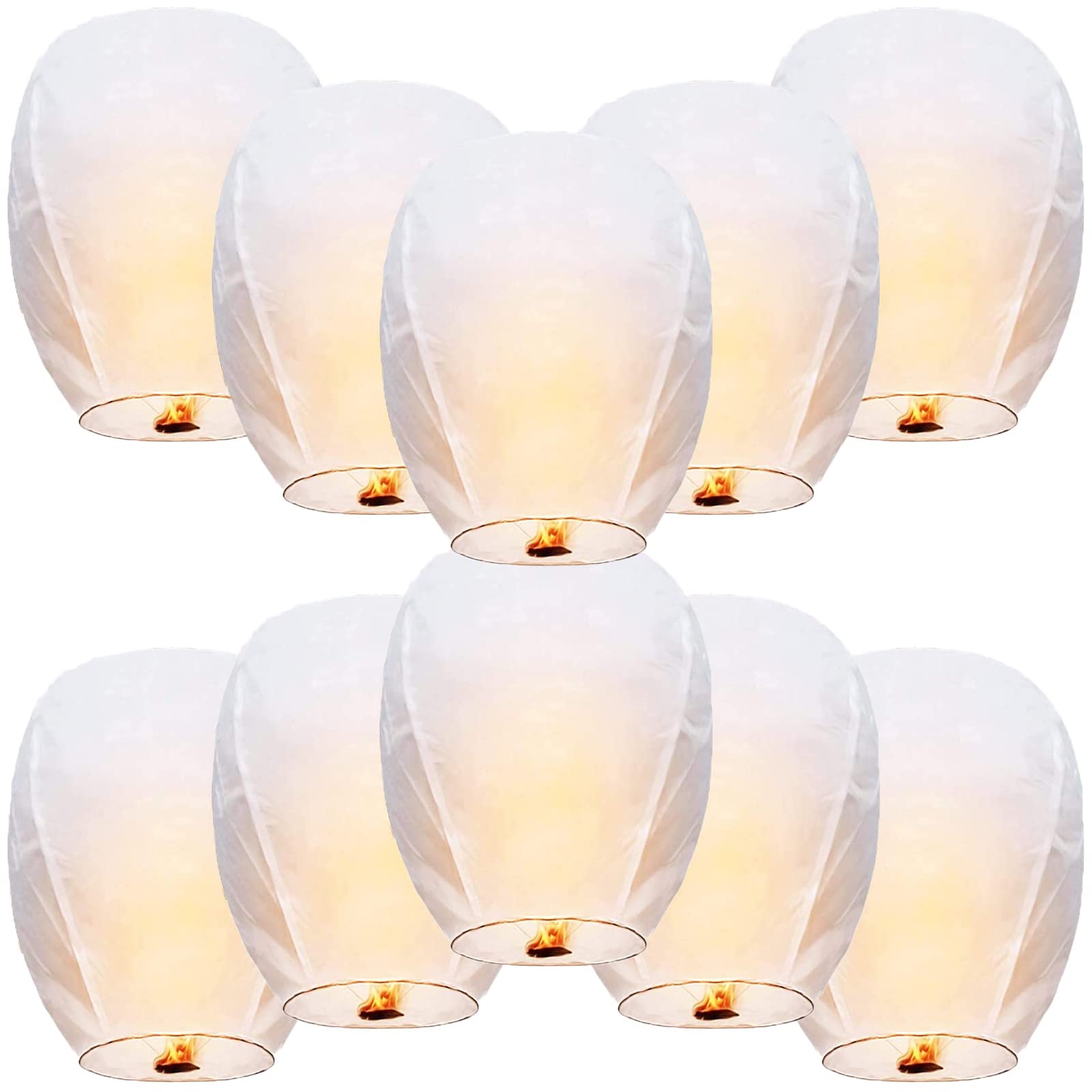 Chinese Lanterns 10-Pack Sky Lanterns 100% Biodegradable Paper Lanterns for Weddings Birthdays Party and Memorials (White)