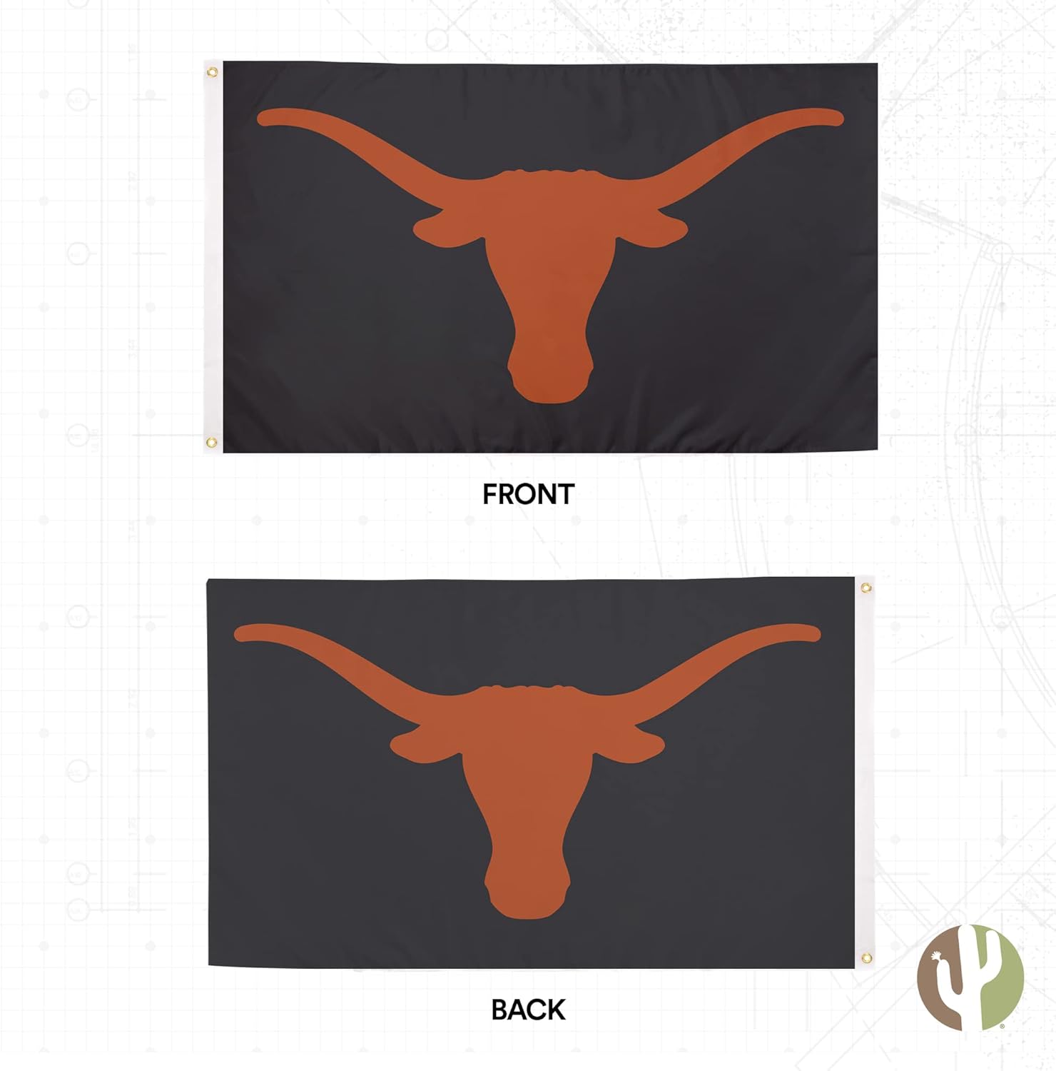 Desert Cactus University of Texas UT Flag - 3 x 5 Feet Longhorns Banner, Indoor/Outdoor Durable Fabric, 100% Polyester Design (Style 3) - Image 2