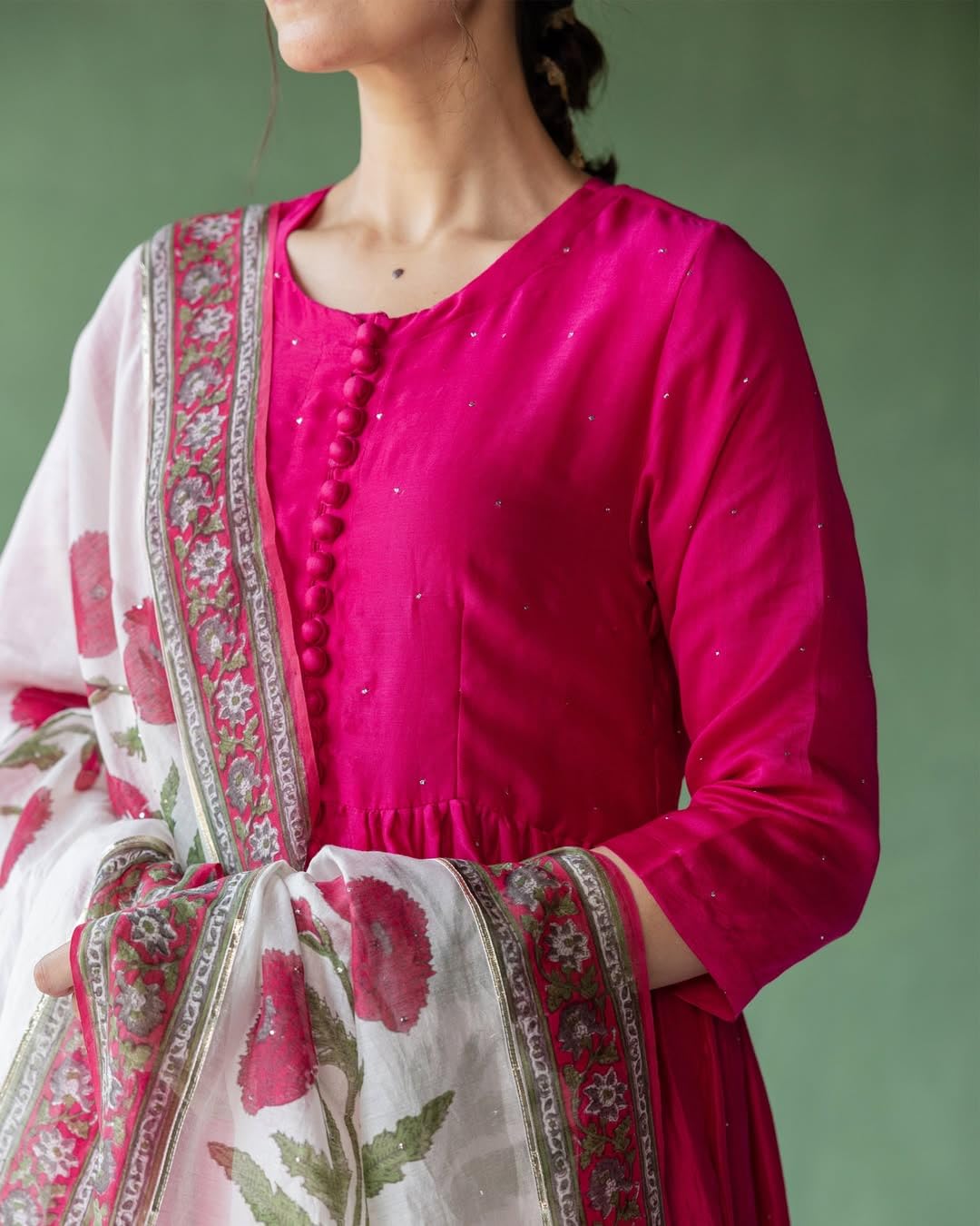 GoSriKi Anarkali Kurta Set da donna con Dupatta |Anarkali Suit da donna | Anarkali vestito da donna Anarkali vestito da donna in cotone | 3 pezzi abbigliamento etnico per festival e feste