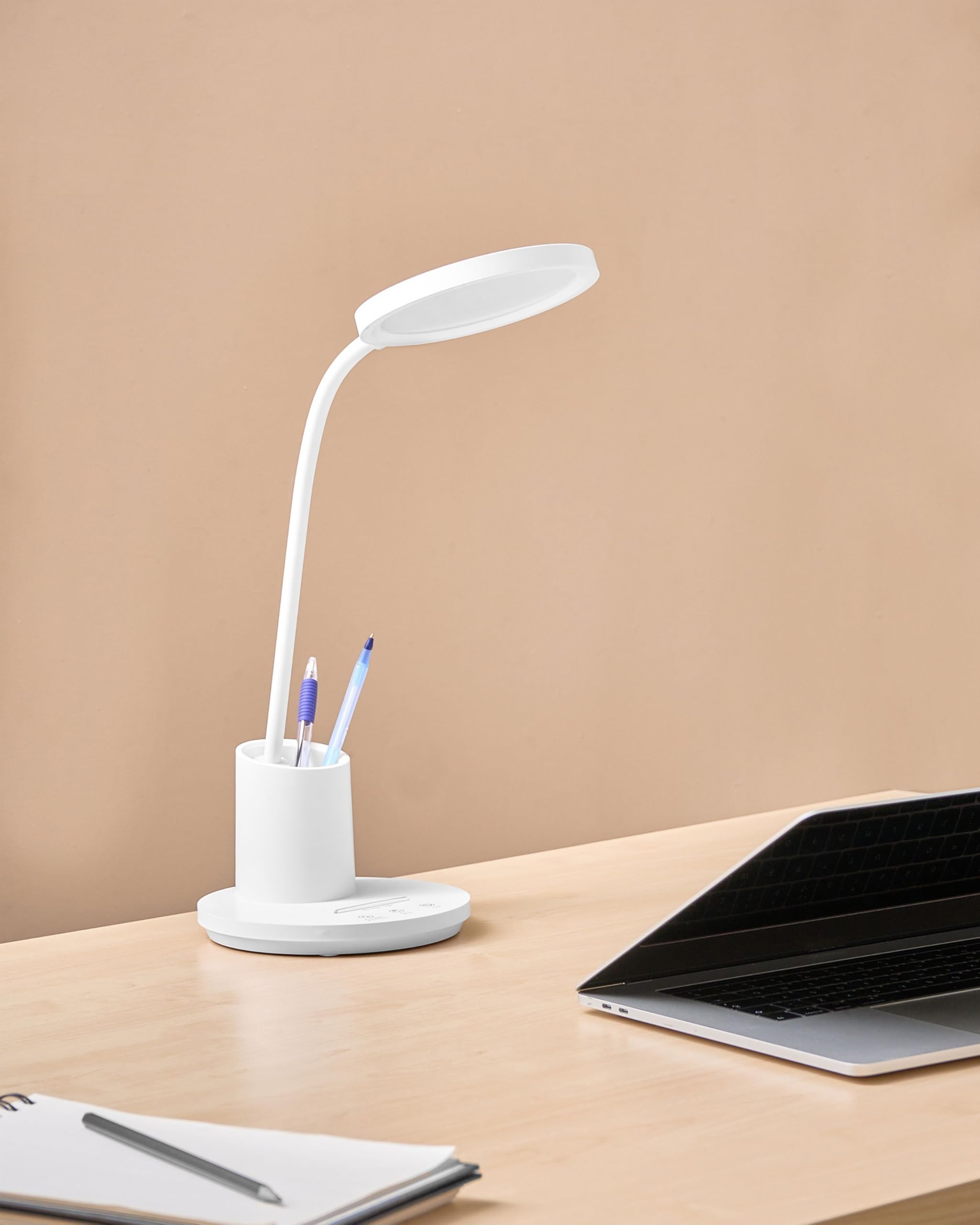 Beliani Schreibtischlampe LED weiß verstellbar dimmbar modern für Homeoffice Vela