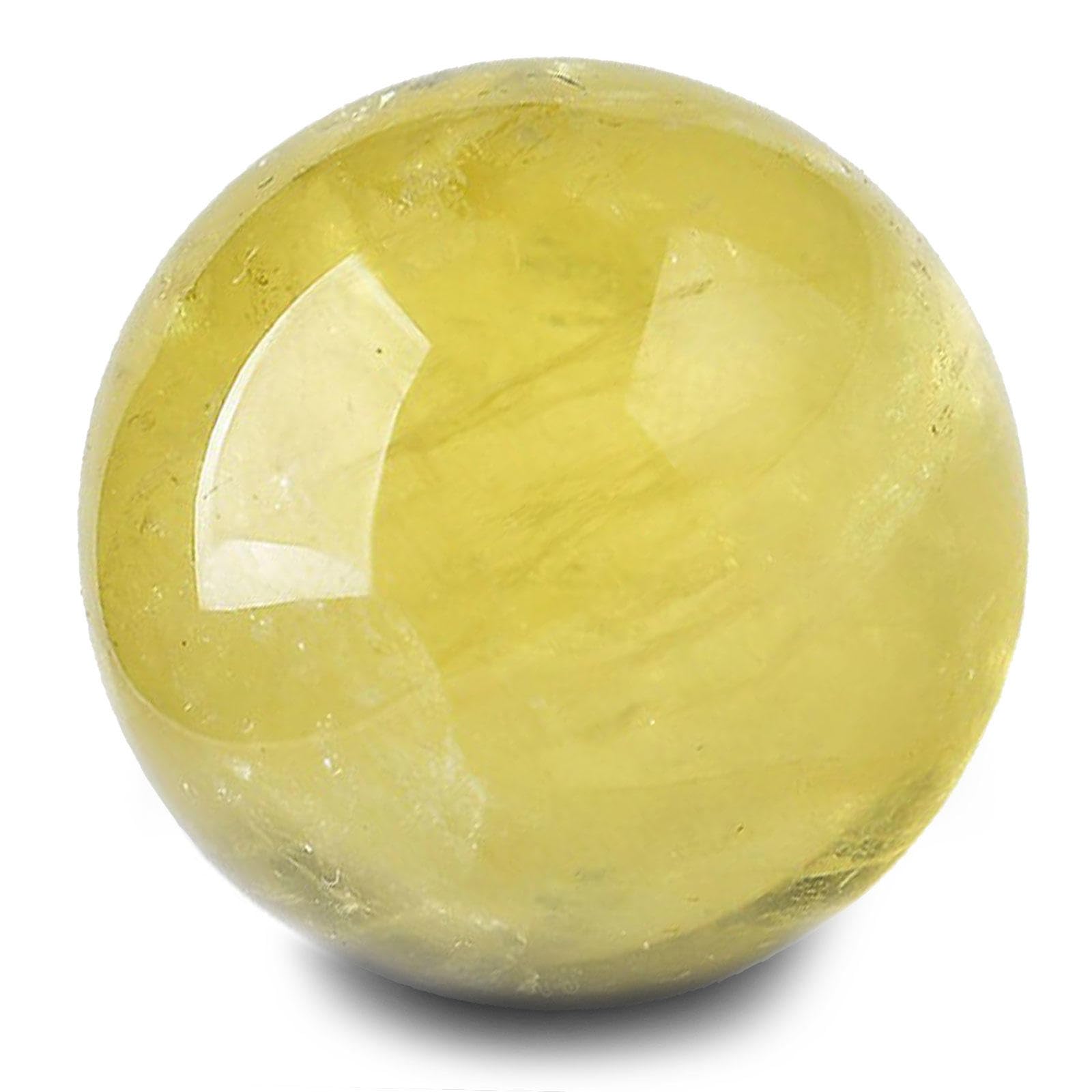 NIBHZ Sfera di Cristallo Giallo Grezzo Naturale in Cristallo, Sfera Feng Shui, Ornamenti di Cristallo per Ufficio e casa,40mm