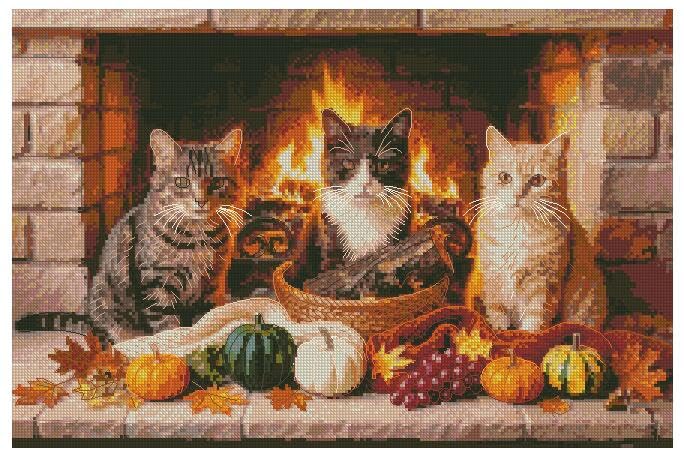 Kit point de croix compté chats et citrouilles, le cadeau créatif idéal en coton