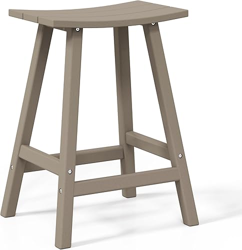 Miniatura 7 de WestinTrends Malibu - Juego de 2 taburetes de 24 alturas para exteriorespatio, madera envejecida