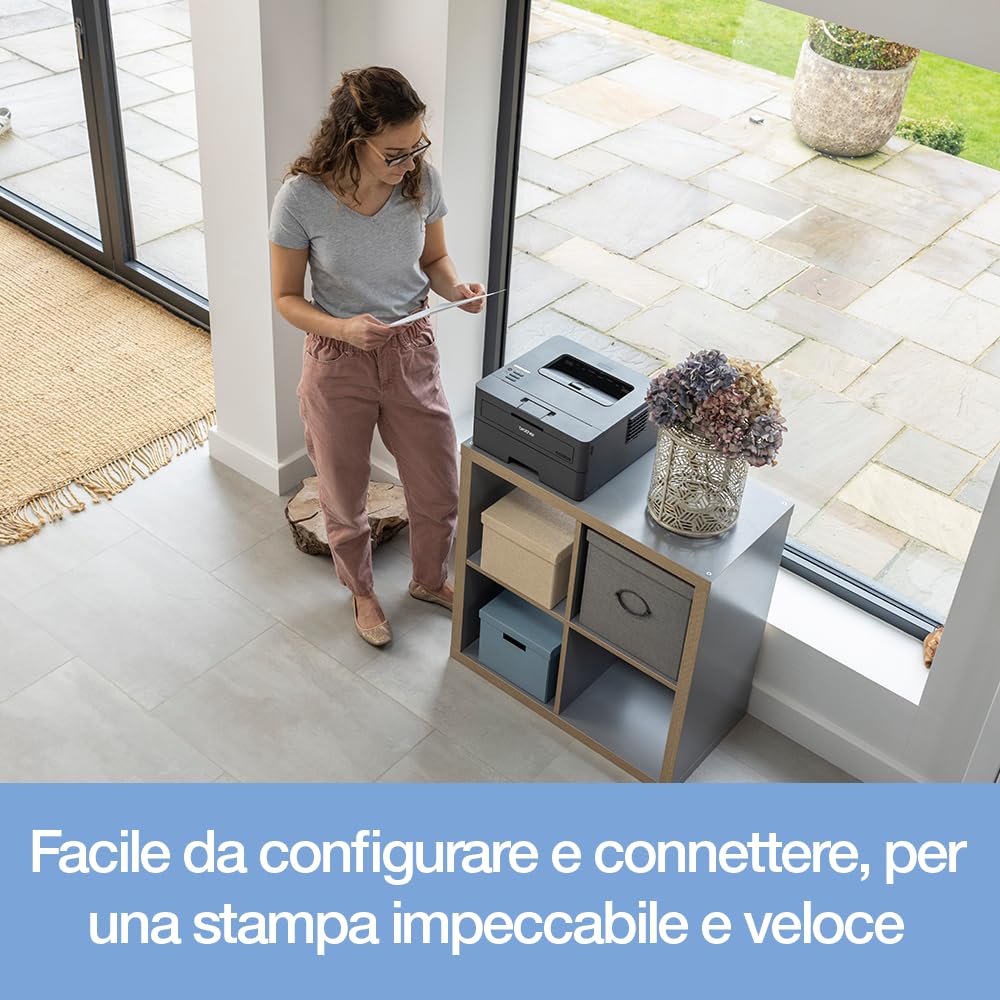 Brother HLL2400DWE Stampante Laser Monocromatica 30 ppm Stampa Fronte/Retro WiFi USB Cassetto 250 fogli