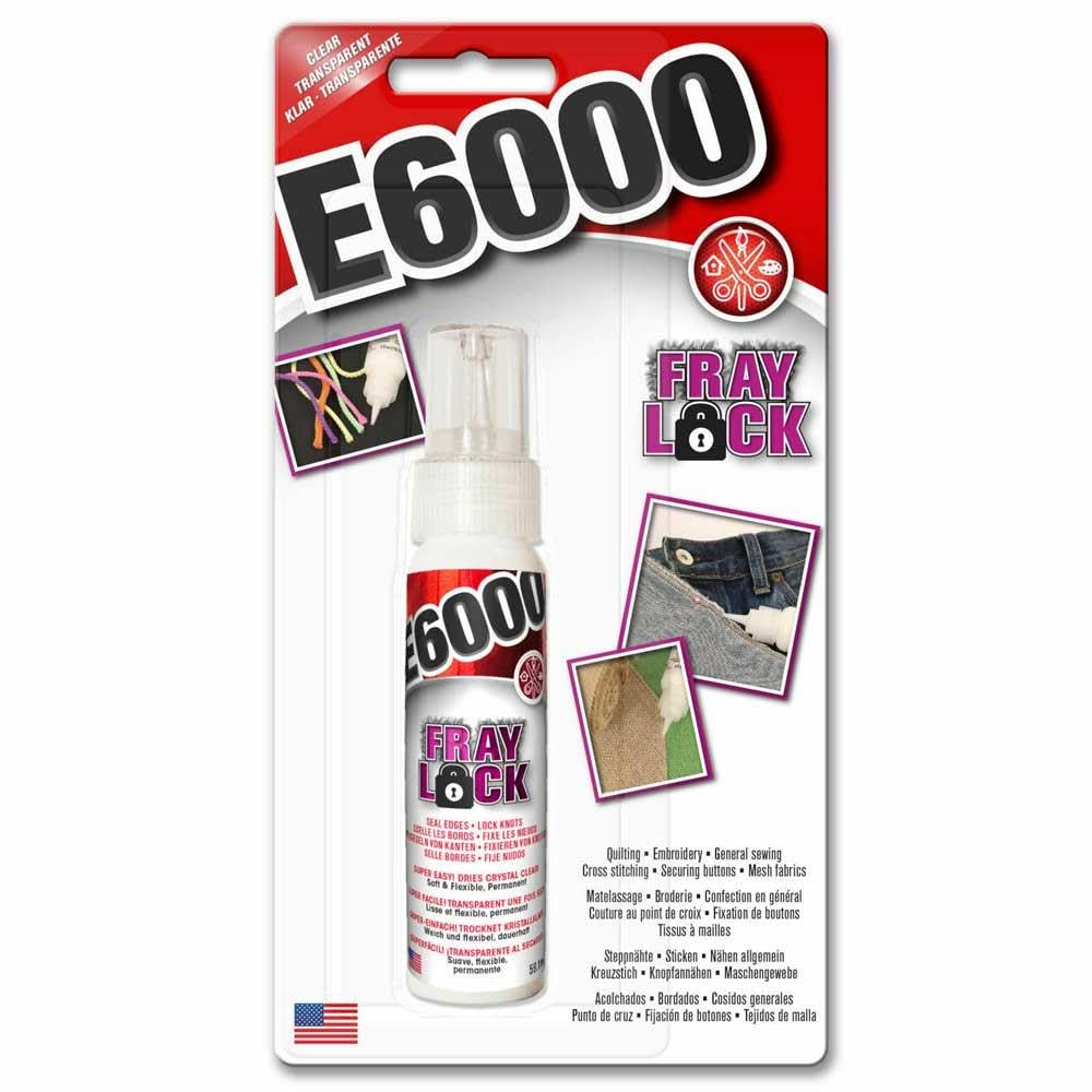 E6000 Fray Lock Seals Raw Edges and Locks Knots for Quilting, Embroidery, Sewing and Cross-Stitching Ripped Jeans 59.1ml
