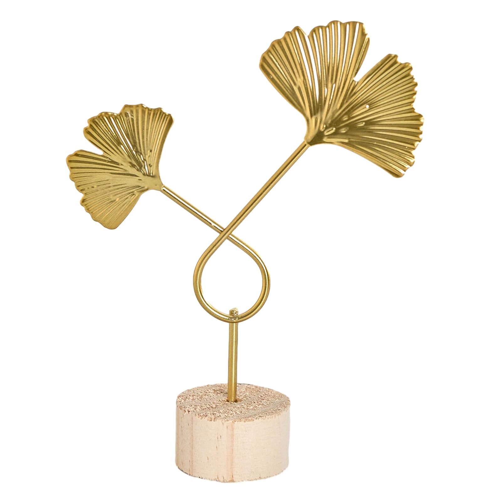 Tuxoiou Ginkgo Leaf Statue, Anti-Rust Iron Art Sculpture, Gold Botanical Metal Ornament for Living Room Wine Cabinet Home Decor Golden D