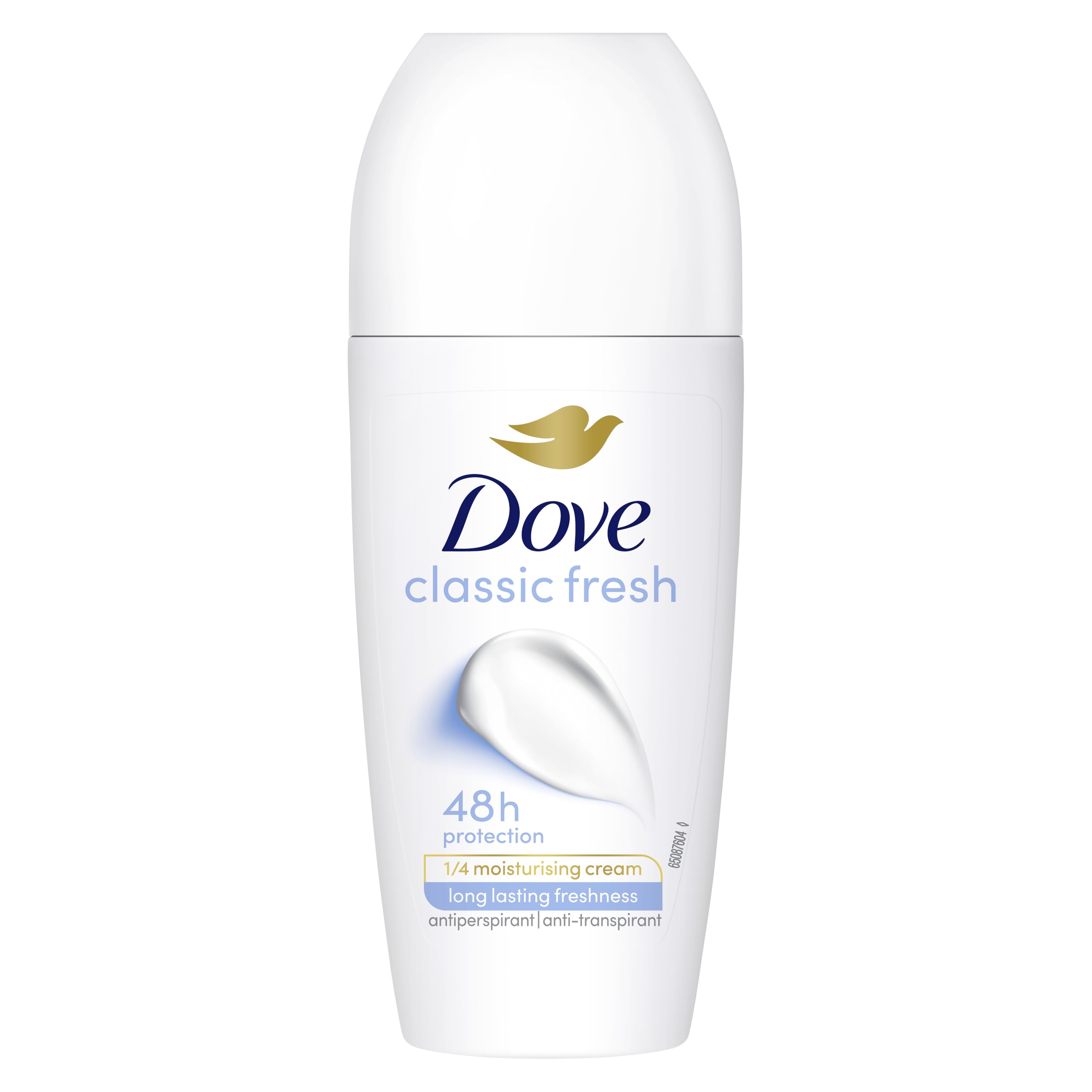 Dove Classic Anti-Perspirant Roll On deodorant with ¼ moisturising cream for 48-hour protection and underarm care 50 ml