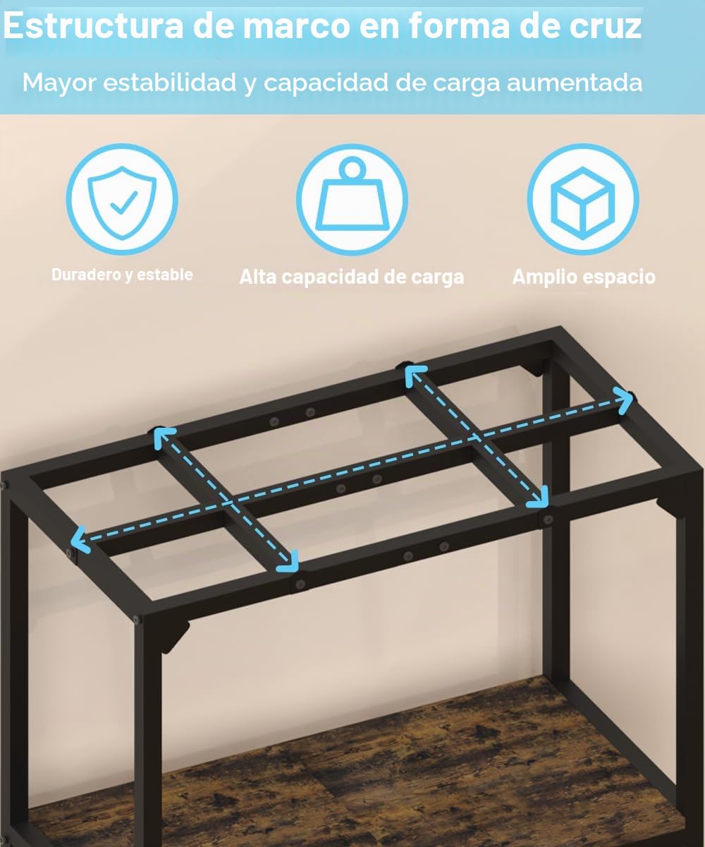 Mondazie Soporte para pecera de 20 galones, mesa de acuario de altura mejorada con estante de almacenamiento de 2 niveles, estante de metal para criador de reptiles, tortuga, terrario para oficina en