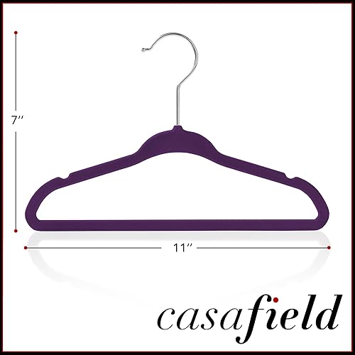 Miniatura 5 de Casafield 100 perchas de terciopelo para bebé, tamaño de 11 pulgadas, para ropa de bebés y niños pequeños, color morado
