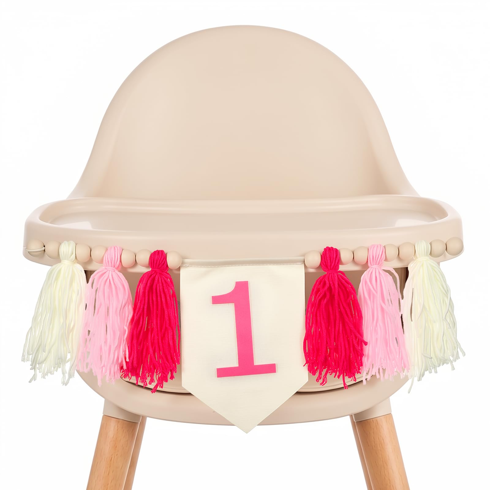 One Banner for High Chair, Pink One 1st Birthday Party Decorations for Girls Boys Baby Shower Kids Bedroom Photo Props for Highchair