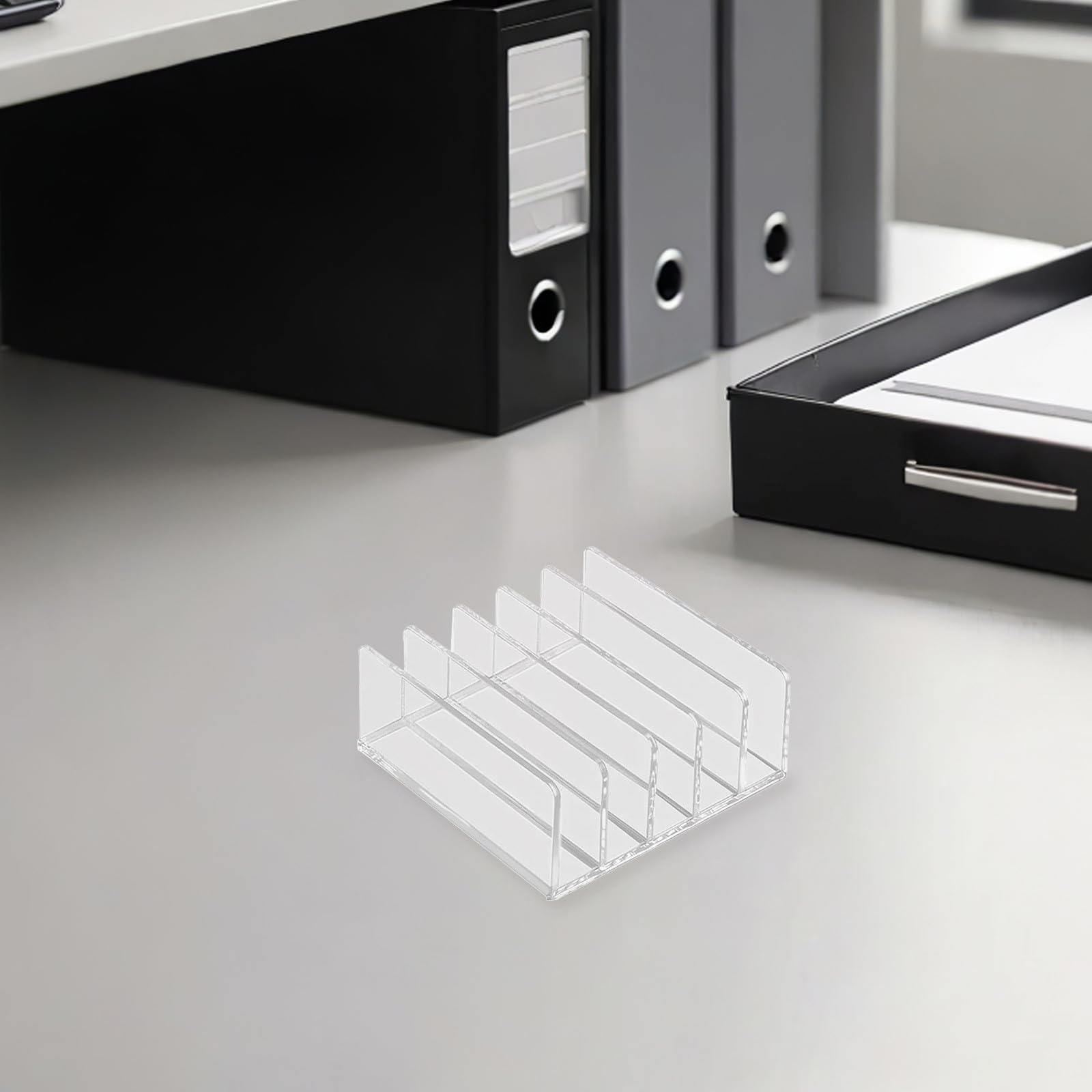 Healeved 2 Pezzi Organizer di File da Scrivania, Organizzatore di Documenti Verticale, Acrilico, 5 Scomparti, per Lettere e Documenti, Ufficio e Tavolo da Appoggio