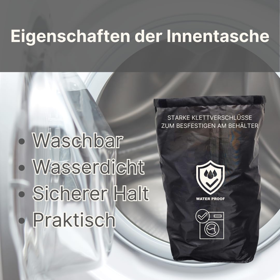 Pfandflaschen Sammelbehälter mit waschbarer Innentasche – Recycling-Behälter für PET-Flaschen und Dosen – Leicht aufzubauen, platzsparend – Perfekt für Mülltrennung in Küche oder Büro, XXL (Schwarz)