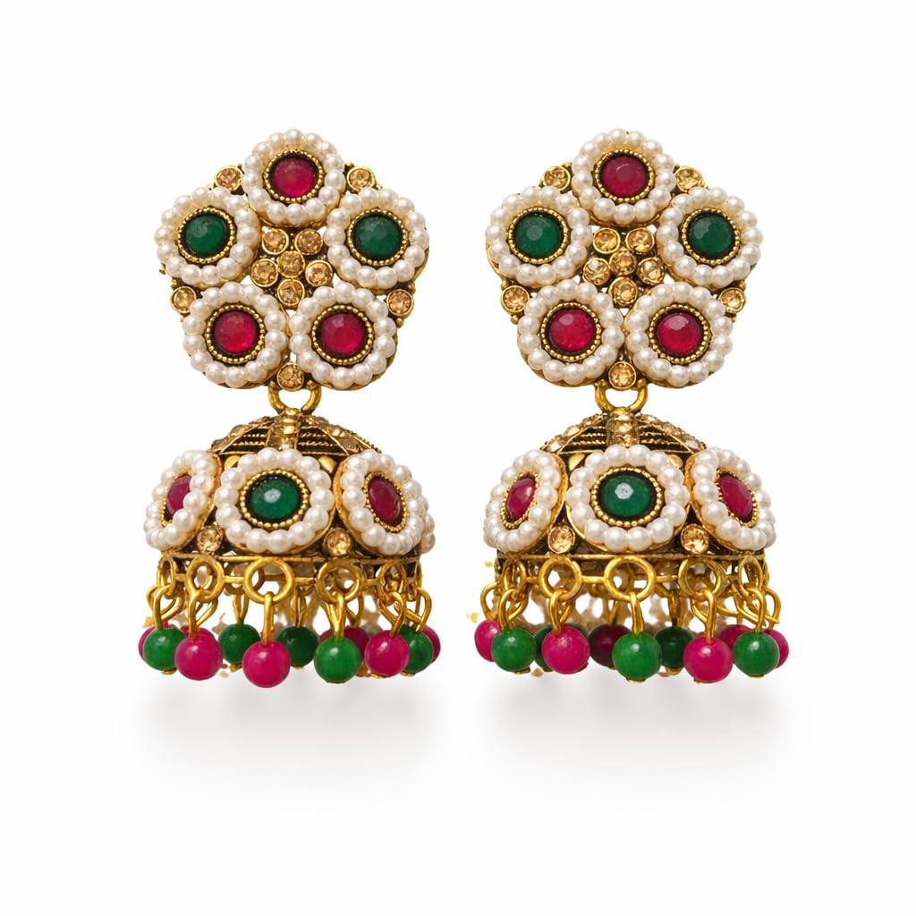 traditional jhumka earrings for women pearl jhumki earrings-picture-48