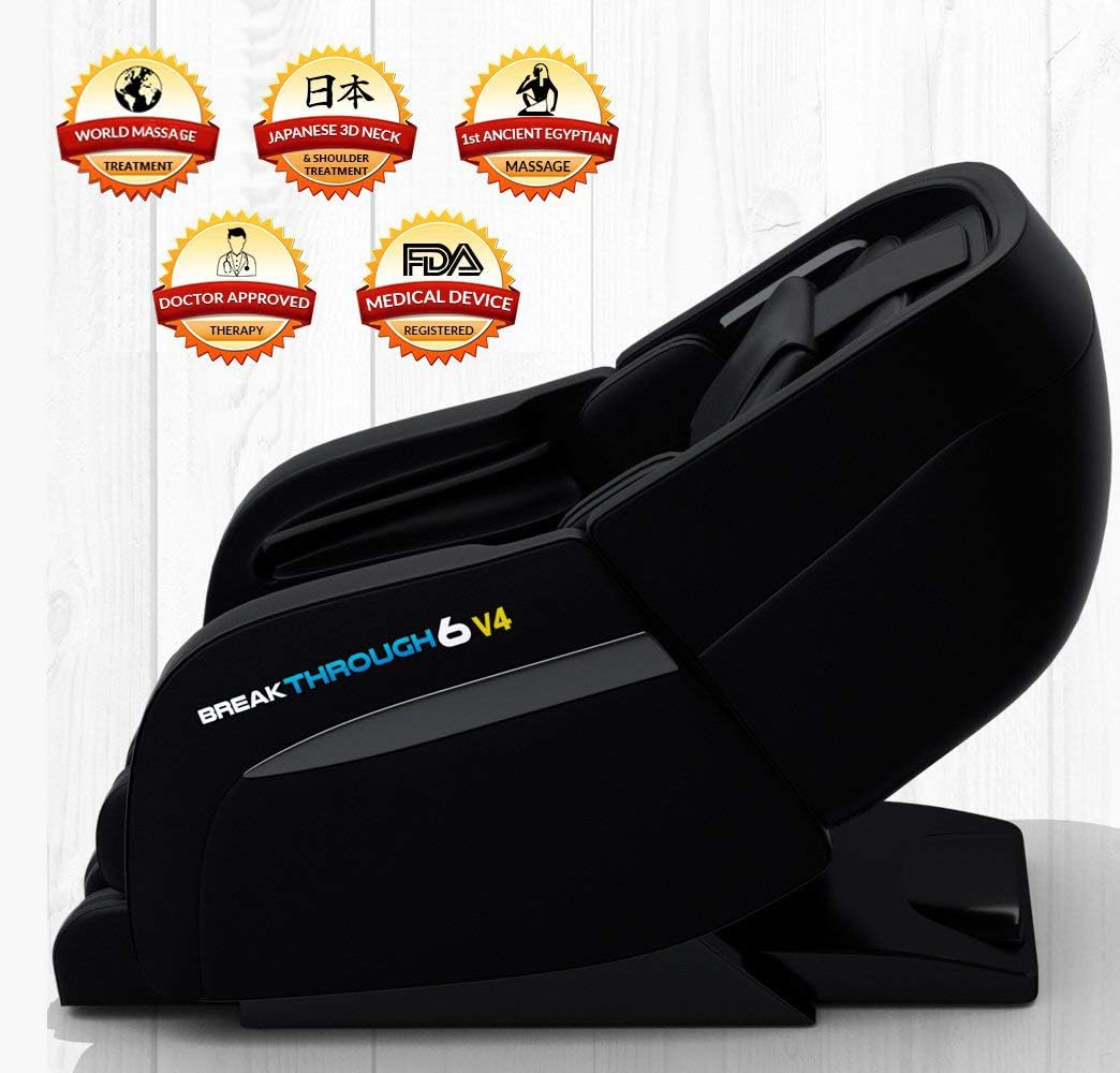 6 v4 Recliner 3D Massage Chair | Zero Gravity with Heating | Deep Tissue Shiatsu Full Body Massager | Yoga Stretch | Pain Relief | Full Foot Massager | Perfect Luxury Gift (Black)