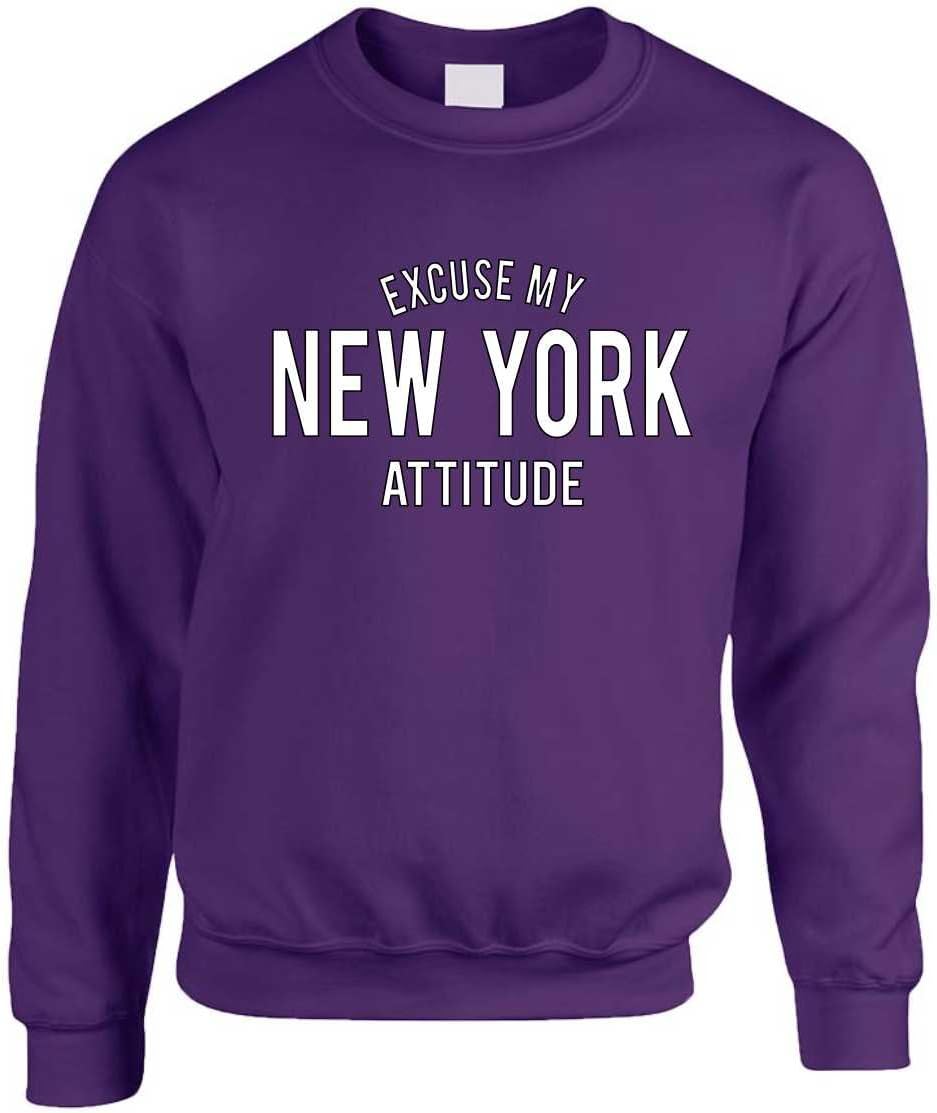 ALLNTRENDS Adult Crewneck Excuse My New York Attitude Fun Cool Top