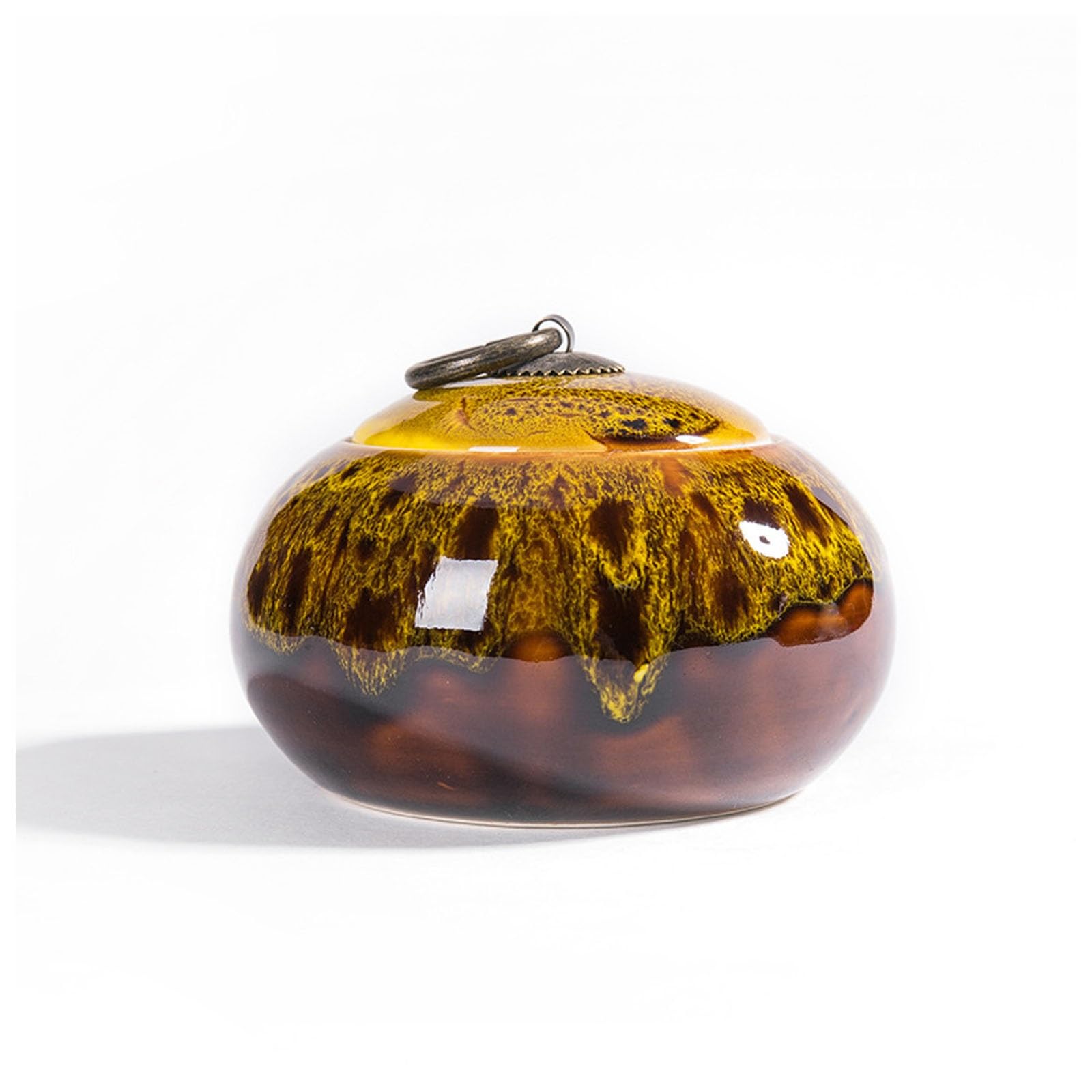 XYUERU Porcelain tea box tea caddy vintage storage jar airtight teapot storage box ceramic tea set with airtight lid cans for tea coffee beans candy spices(Yellow)