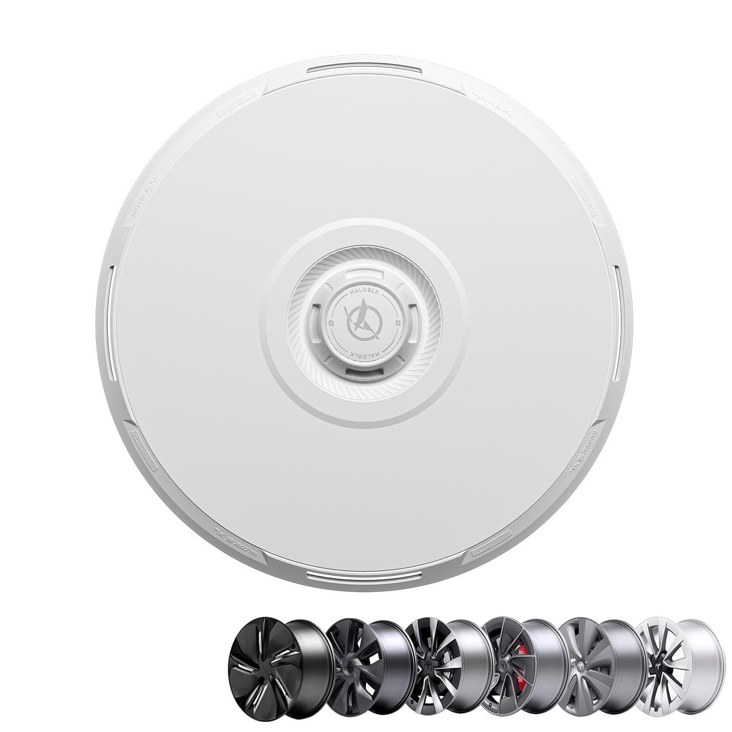 HALODISC 2 Wheel Covers Designed for Tesla Model 3 (19“ Warp Wheels & Nova Wheels & Sport Wheels) & Model Y (19" Crossflow Wheels & Gemini Wheels) & Model S (19" Tempest Wheels), RTP-White