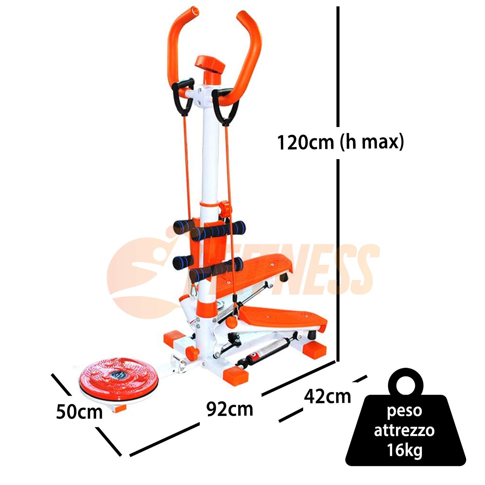 FFitness Stepper Twister Ffitnes, Strumento Professionale Multifunzione per l'home Fitness Unisex Adulto, Bianco, Medium