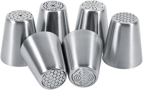 Miniatura 7 de Juego de 6 puntas de tuberías, puntas de glaseado de flores, boquillas de glaseado, puntas de glaseado de acero inoxidable, boquillas de tuberías de