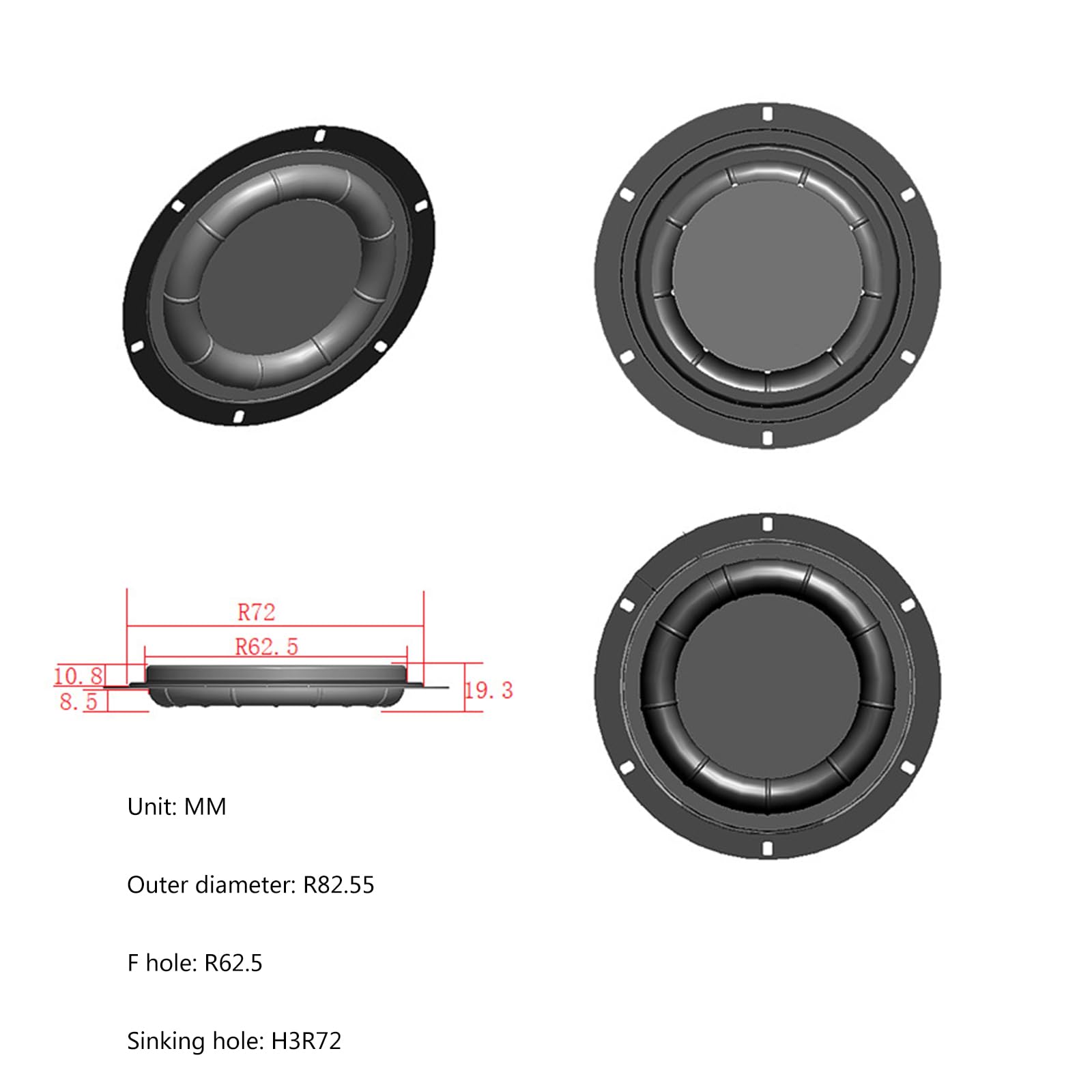 Woofer Membranen, Passive Bassmembran, verbessern den Low End Sound für Lautsprecher, kraftvolle Basswiedergabe, 6, 5 Zoll / 8 Zoll Qualitätsverstärker