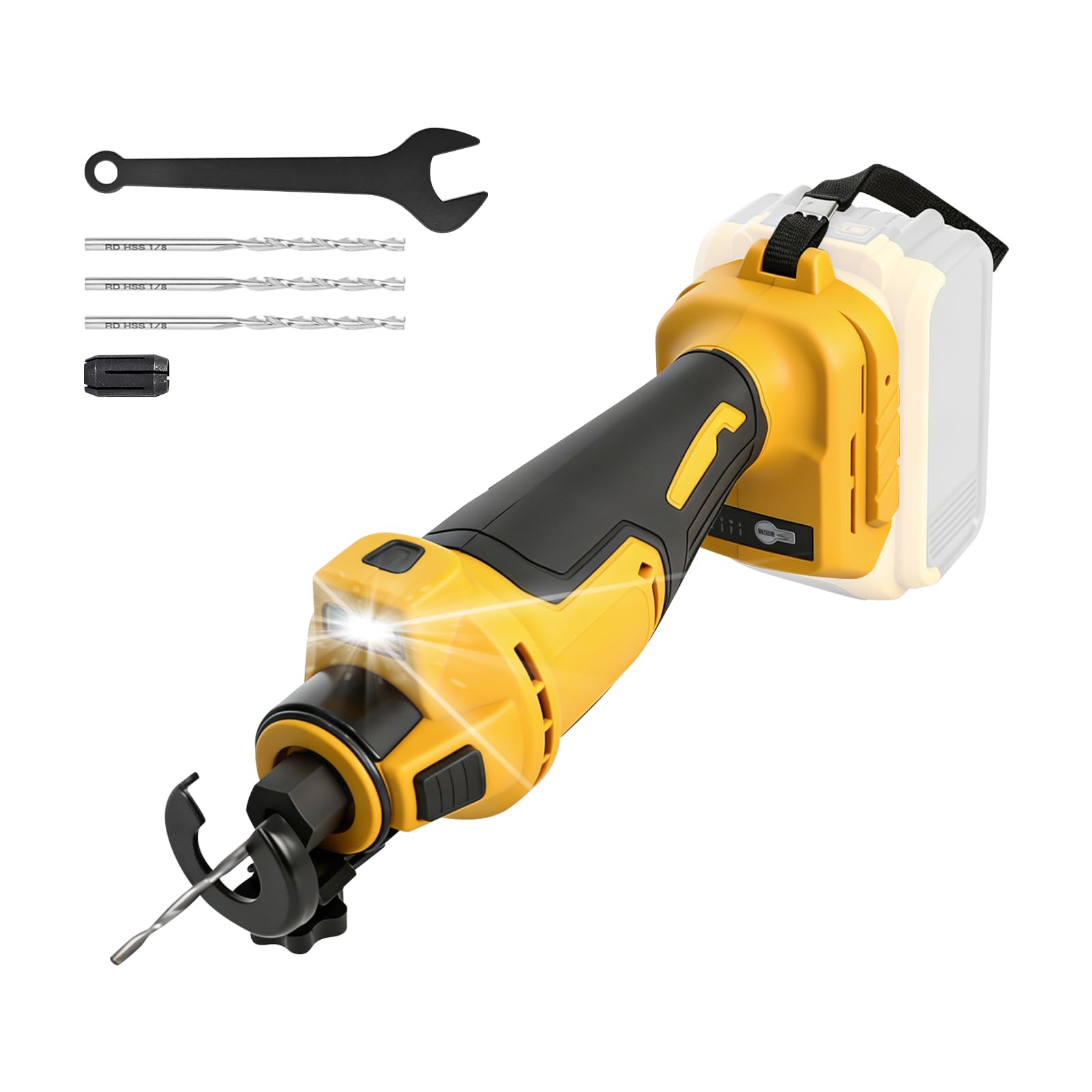 Coupe-cloison sèche sans fil pour Dewalt, 30 000 tr/min, scie à tronçonner sans balais avec lumière LED, scie rotative à profondeur réglable pour cloison sèche, kit de scie à spirale compacte pour