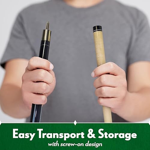 Miniatura 7 de ISZY Billiards Juego de 4 palos de billar, 2 piezas de madera de arce canadiense en 4 accesorios de billar