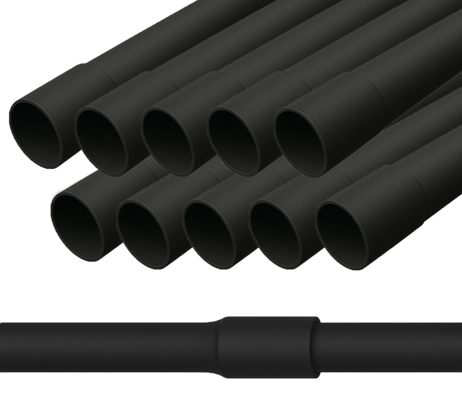 PVC Kabelrohr starr 18mm (M18) – 20 m gemufftes Installationsrohr, schwer entflammbar, für Aufputz, schwarz