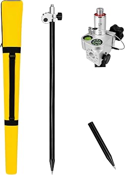 2.2M/7.22FT GPS Survey Pole, Telescopic GNSS Rover Pole 125-220cm, 5/8 Thread Fiberglass & Aluminum RTK Rover Rod with Carry Bag, Lightweight GNSS Accessory for Land Surveying & Engineering