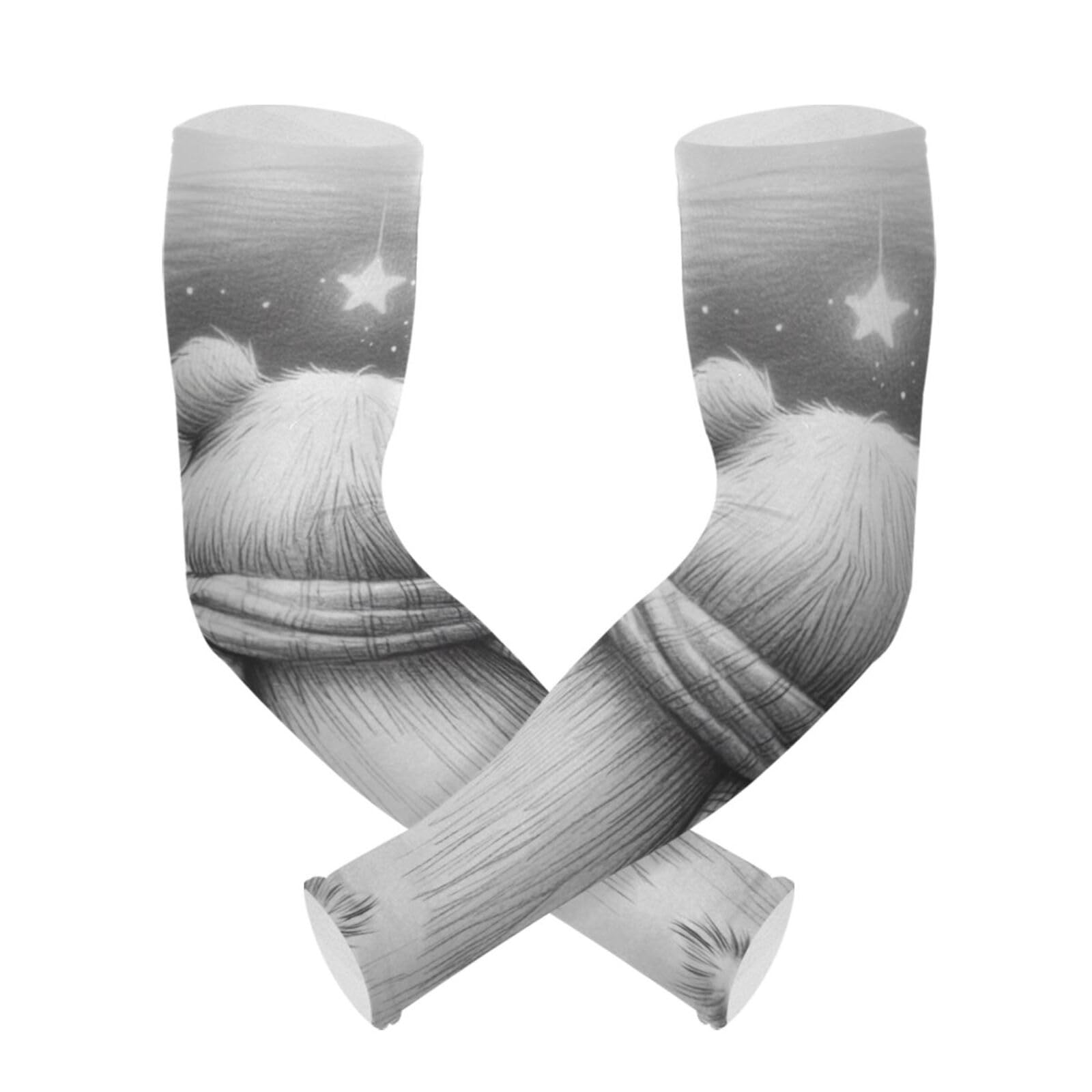 PaChyLuu Bear UV Sun Protection Arm Sleeves Cooling Compression Arm Sleeves with Thumb Hole for Men Women Golf Volleyball