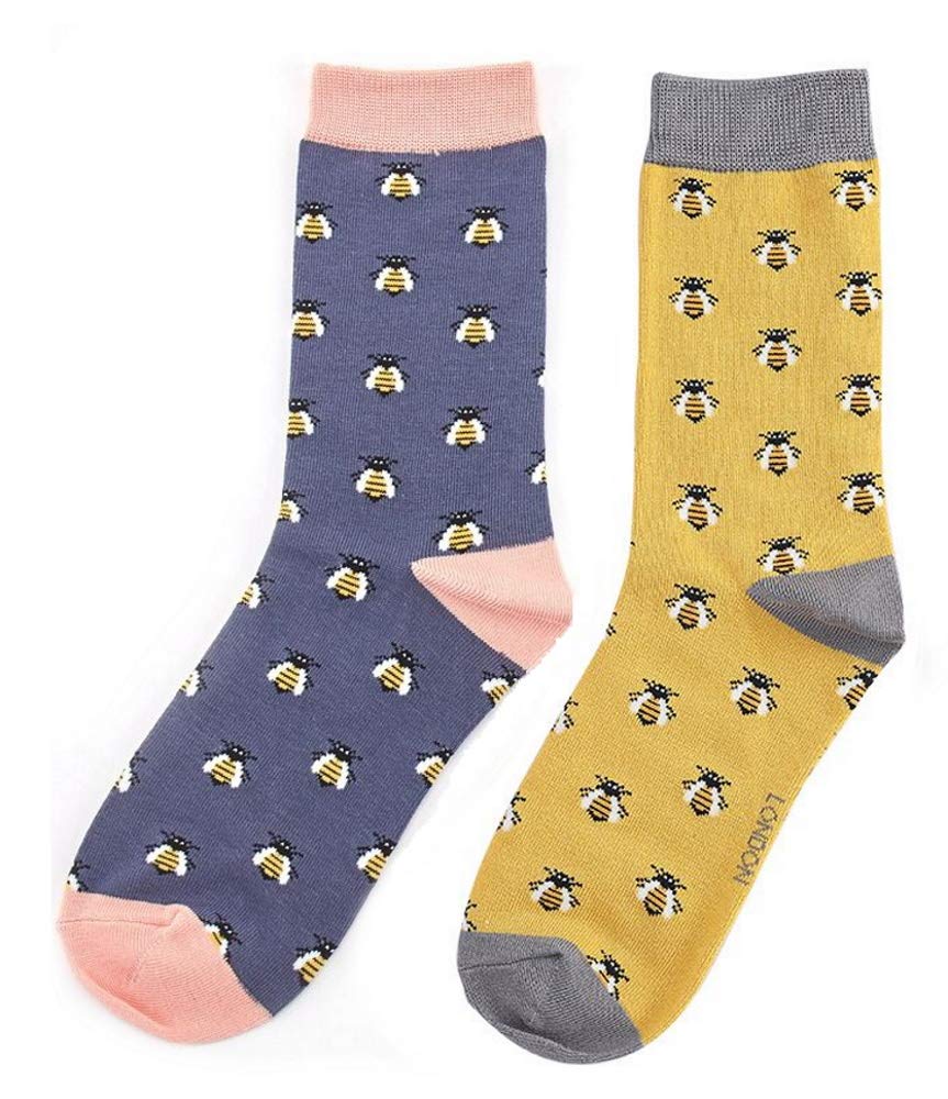 Lilyrosa Women's Navy Blue & Mustard Lilyrosa® Bee Socks Navy Blue Mustard Bees Sock (2 Pairs)