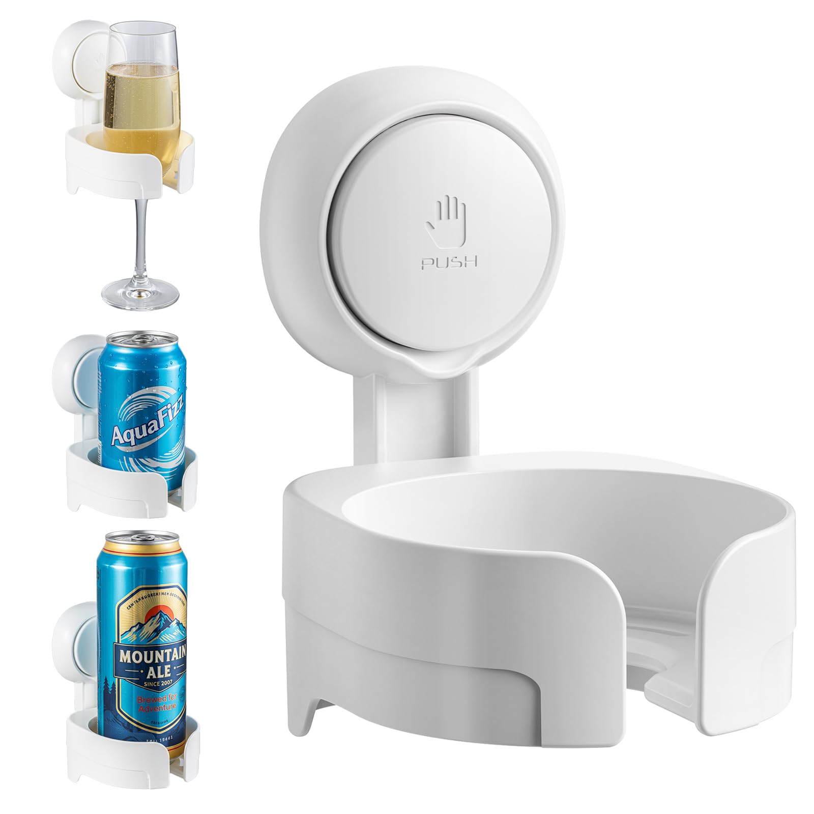 TAILI Suction Cup Wine Glass Holder for Shower, Removable Wall-Mounted Bath Cup Holder for Beer, Wine, Drinks, Enjoy in The Spa, Bathroom, Kitchen, etc. White