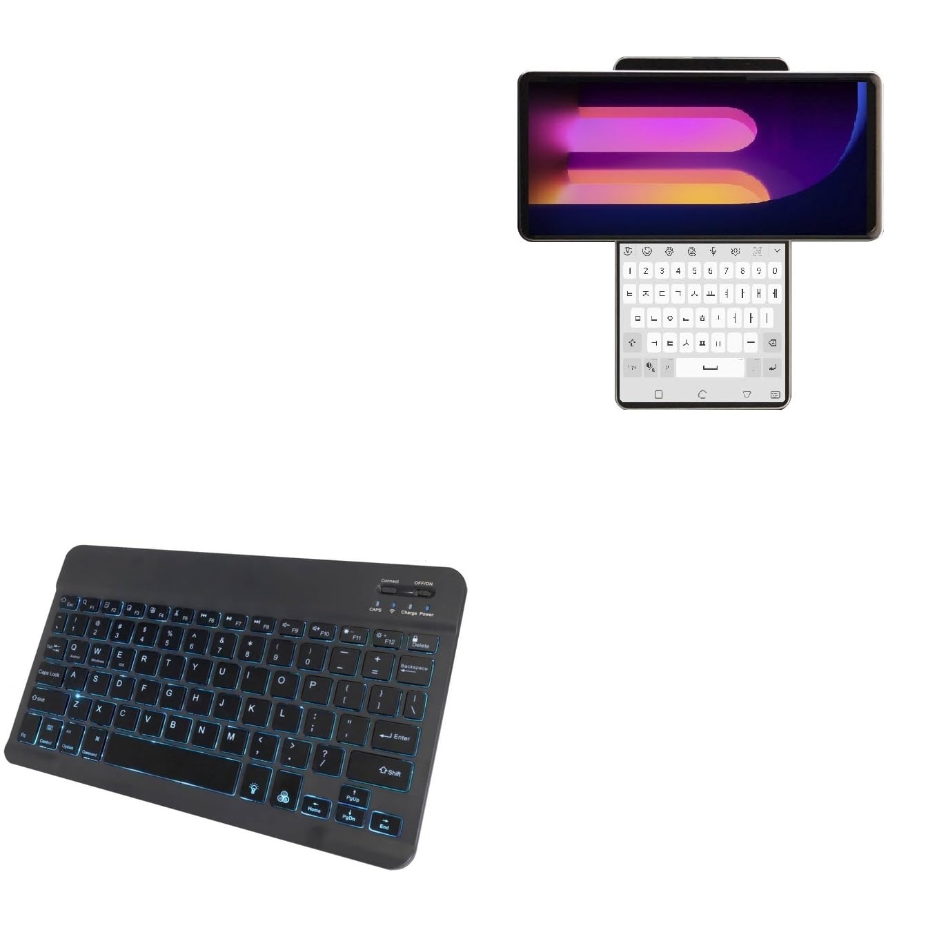 BoxWave Keyboard Compatible with LG Wing - SlimKeys Bluetooth Keyboard - with Backlight, Portable Slim LED 7 Colors - Jet Black