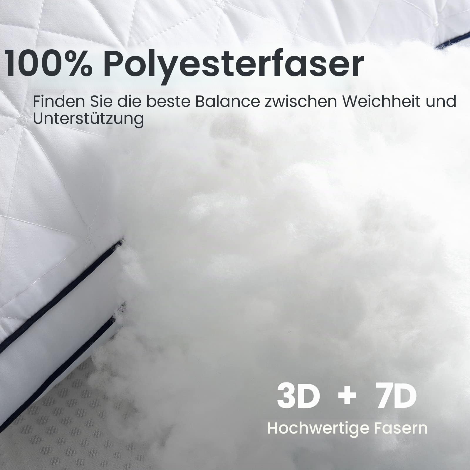 BedStory Anti-Milben-Kopfkissen, niedrige Füllung, hypoallergene Mikrofaser, Hotelqualität, flauschig und atmungsaktiv, 50 x 70 cm, 2 Stück, geeignet für Seiten- und Rückenliegen