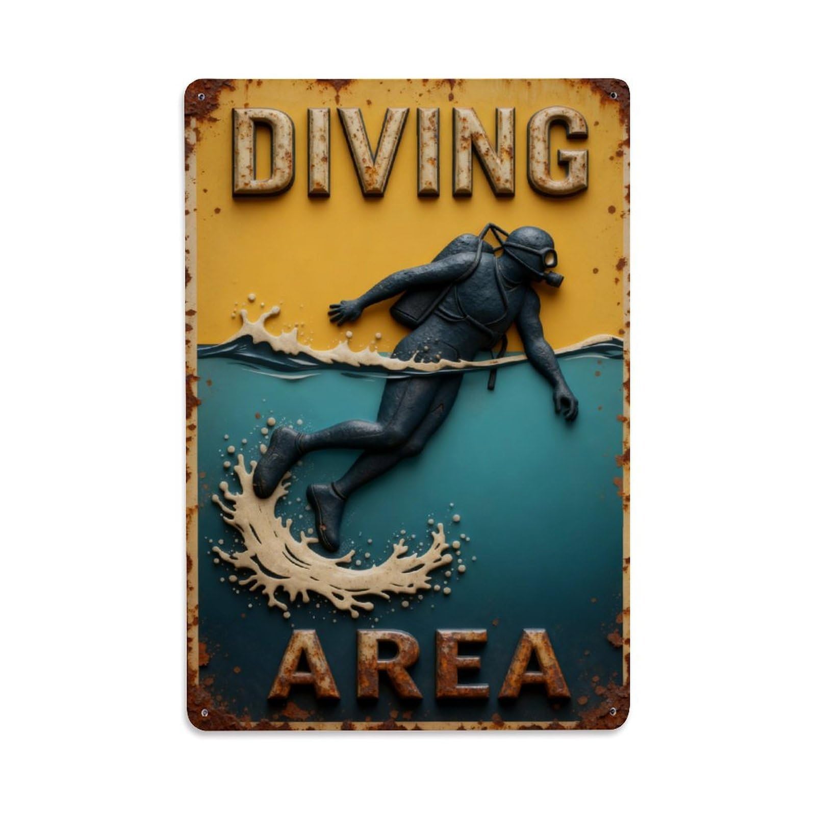 Diving Area Sign Poster Art Vintage Metal Tin Sign Retro Wall Decor, Bar Garage Cafe Kitchen Home Wall Art Poster Decoration 8x12inches