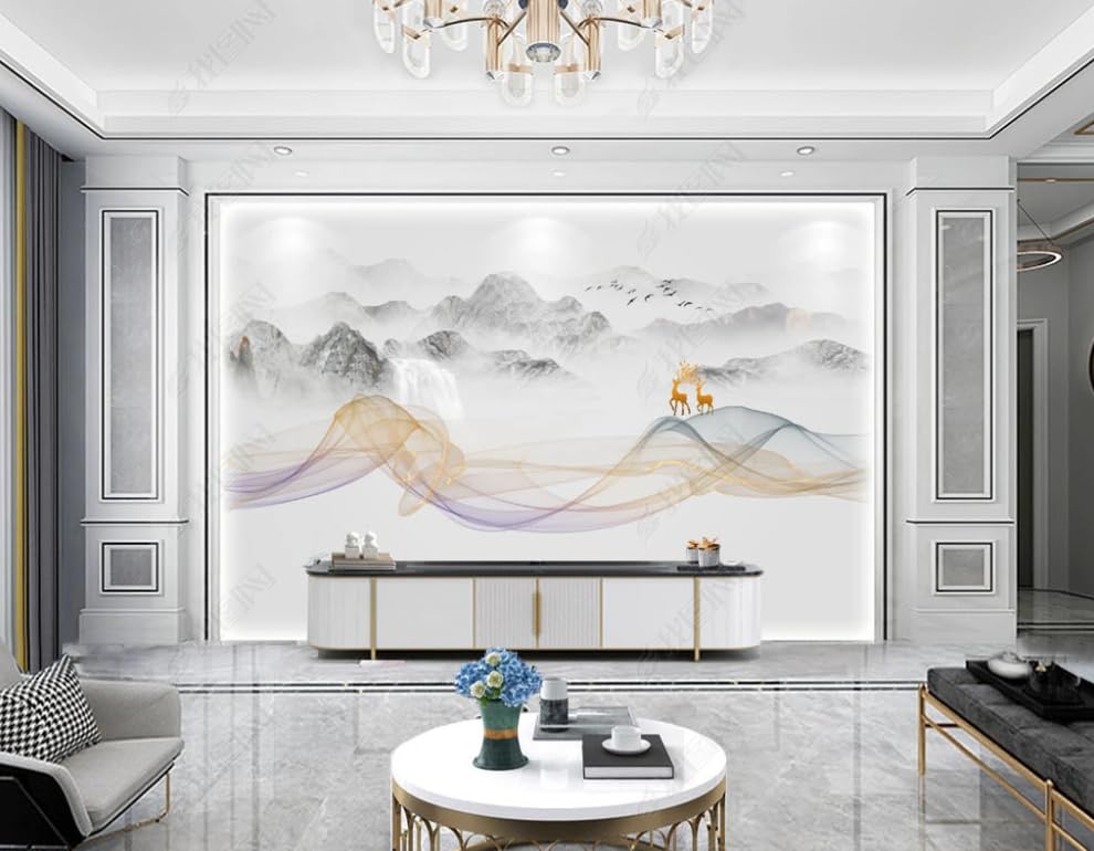 Papier peint intissé encre abstraite chinoise poster géant haut de gamme