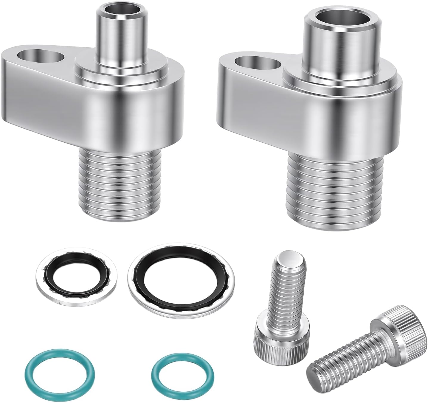 LS AC Compressor Adapter Fittings features standard 8AN discharge and 10AN suction ports 451‑1105 Replacement for 10S17F 10S20F Compressors