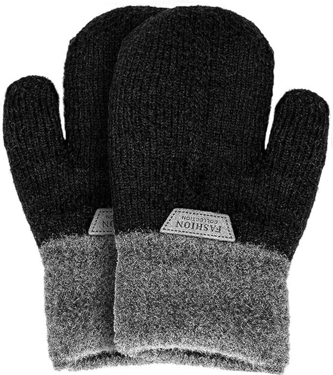 Kids Winter-Stretch-Knitted-Mittens Thick Warm Gloves for Boys Girls 4-10Y