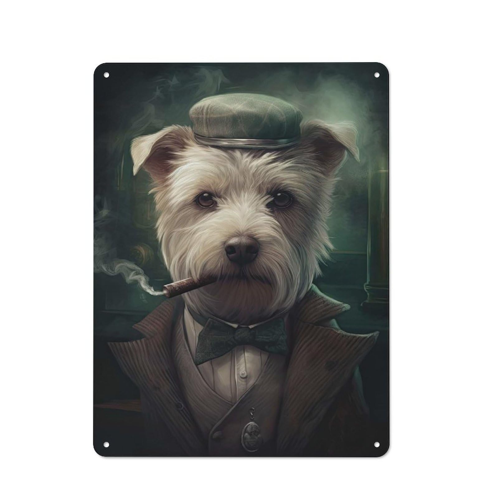 Junmoney Westie Dog The Gangster Industrial Decorative Metal Plaque 40X30cm, Studio Wall Art For Flat, Bar, Studio Or Gallery Wall