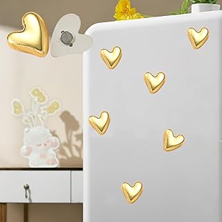 10 PCS Gold Heart-Shaped Refrigerator Magnets, Cute Decorative Magnets for Refrigerators, 0.86-inch Small Household Kitchen Magnet Set