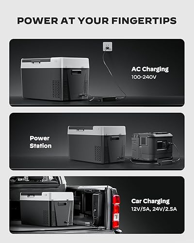 Vista 5 de Marsail - Refrigerador de auto de 12V, congelador portátil de 25QT, -4 °F a 68 °F, enfriador con compresor para camping, viajes, camiones, RV, Negro
