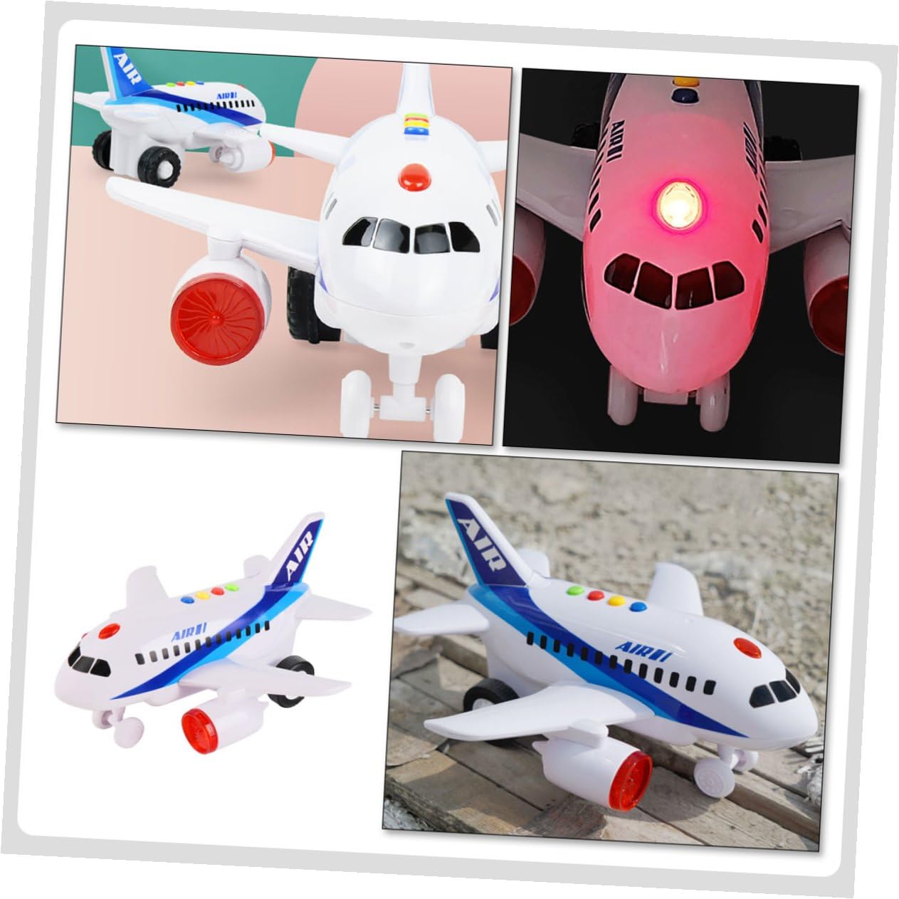 Gatuida Avión de Juguete Educativo para Pequeños, Modelo Inercial sin Batería, Material Plástico Seguro, Avión Giratorio para Aprendizaje y Desarrollo Temprano, Juguete Luminoso para
