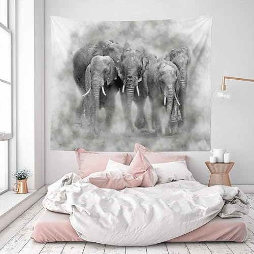Miniatura 8 de Tapiz de elefante en humo, animales salvajes, elefante africano, decoración para colgar en la pared, tapiz grande para dormitorio, sala de estar,