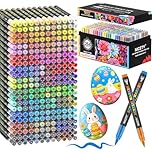 NICETY 264 Colours Acrylic Paint Pens - Brush Paint Markers for Rock Painting Stone Wood - Brush Tip Water Based Acrylic Markers