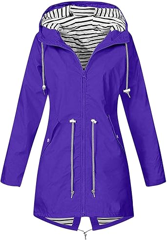 OIOLOYJM Yellow Rain Jacket Womens Waterproof with Hood Light Weight Jackets for Women Casual Fall Winter Plus Size Raincoat