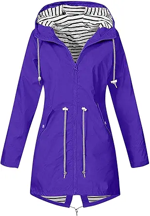 OIOLOYJM Yellow Rain Jacket Womens Waterproof with Hood Light Weight Jackets for Women Casual Fall Winter Plus Size Raincoat